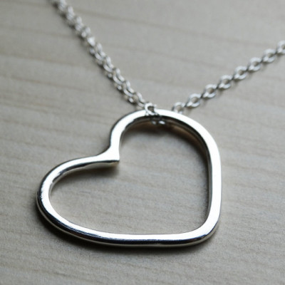 Silver Open Heart Necklace - Sterling Silver