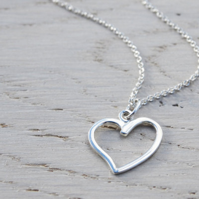 Silver Open Heart Necklace - Sterling Silver