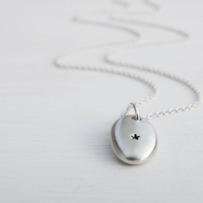 Silver Pebble & Star Necklace, Sterling Silver