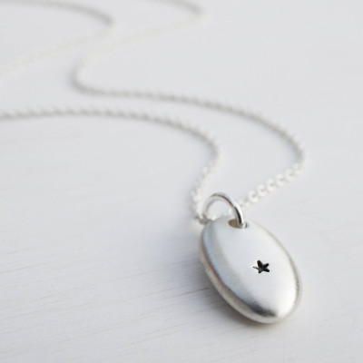 Silver Pebble & Star Necklace, Sterling Silver
