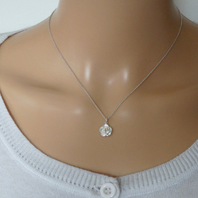 Silver Rose Necklace - Sterling Silver