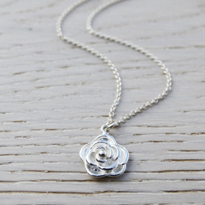 Silver Rose Necklace - Sterling Silver