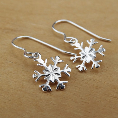 Silver Snowflake Earrings - Sterling Silver