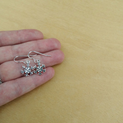 Silver Snowflake Earrings - Sterling Silver