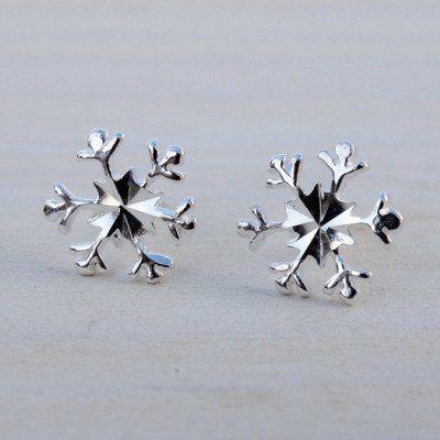 Silver Snowflake Studs - Earrings - Sterling Silver