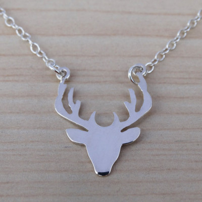 Silver Stag Head Necklace - Sterling Silver