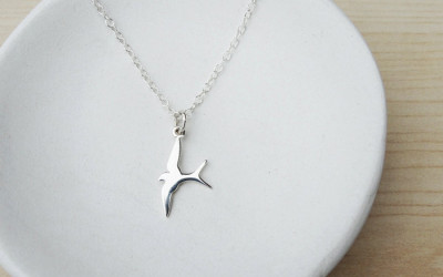 Sterling Silver Swallow Necklace: Artisan Crafted & Symbolic