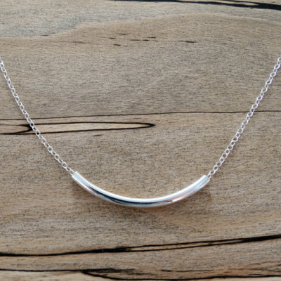 Silver Tube Necklace - Minimalist, Dainty, Simple Necklace - Sterling Silver