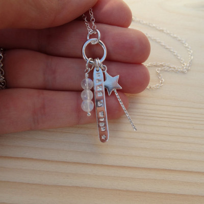 Silver Wand Necklace 'Make A Wish' - Sterling Silver