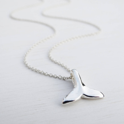 Silver Whale Tail Necklace, Sterling Silver, Mermaid Tail, Nautical Jewellery