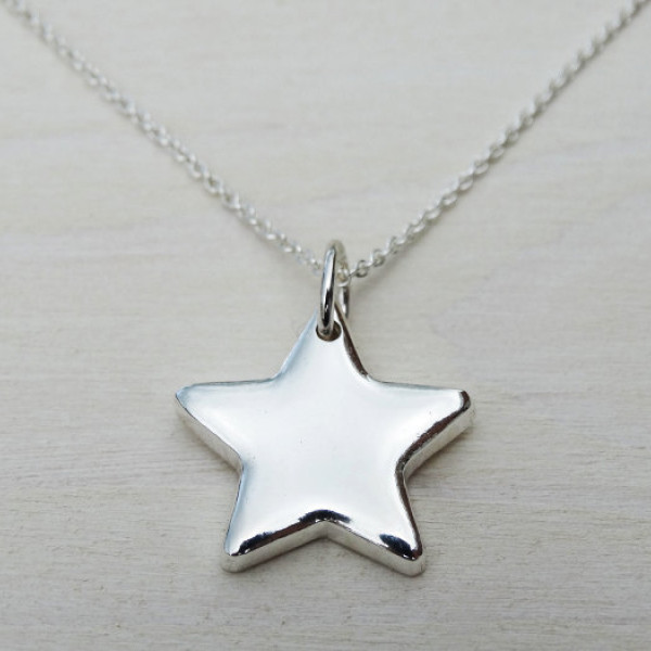 Solid Silver Star Necklace - Sterling Silver