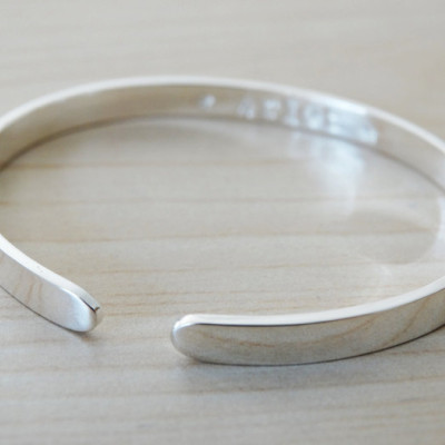 Sterling Silver Childrens Bangle - Christening Bracelet, Baptism Gift With Stamped Name