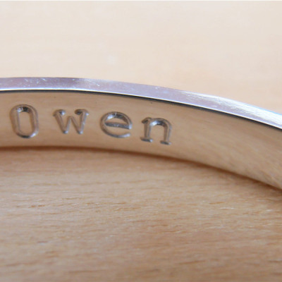 Sterling Silver Childrens Bangle - Christening Bracelet, Baptism Gift With Stamped Name