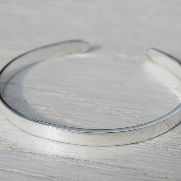 Sterling Silver Childrens Bangle - Christening Bracelet, Baptism Gift With Stamped Name