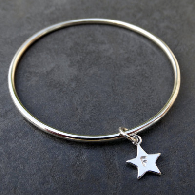 Sterling Silver Childrens Bracelet With Star - Personalised Christening Bracelet