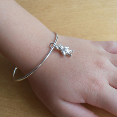 Sterling Silver Childrens Bracelet With Teddy Bear