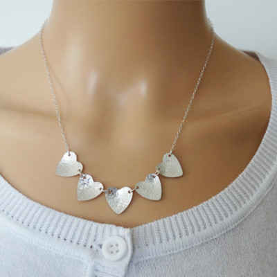 Sterling Silver Heart Bunting Necklace