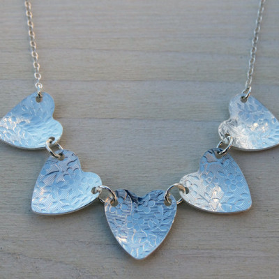 Sterling Silver Heart Bunting Necklace