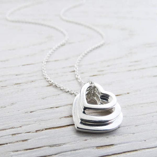 Sterling Silver Triple Heart Necklace