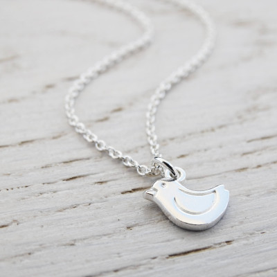 Tiny Bird Necklace, Childrens Jewellery, Sterling Silver