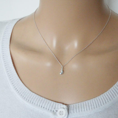 Tiny Silver Bean Necklace - Sterling Silver