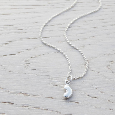 Tiny Silver Bean Necklace - Sterling Silver