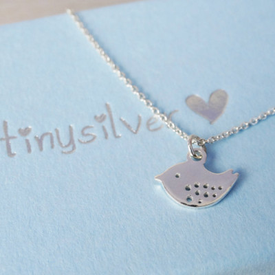 Tiny Silver Bird Necklace - Childrens Jewellery - Sterling Silver