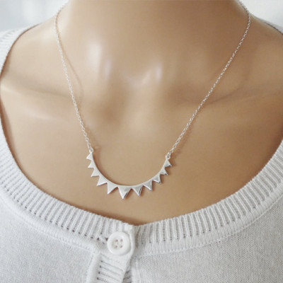 Tiny Silver Bunting Necklace - Sterling Silver