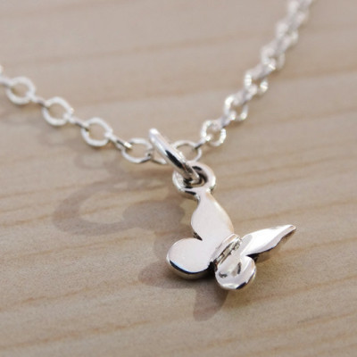Tiny Silver Butterfly Necklace - Sterling Silver