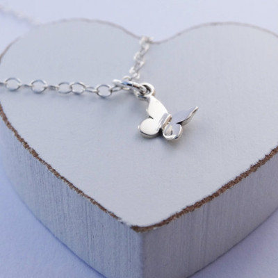 Tiny Silver Butterfly Necklace - Sterling Silver