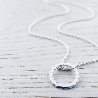 Tiny Silver Circle Dot Necklace