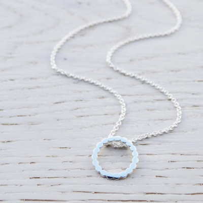 Tiny Silver Circle Dot Necklace