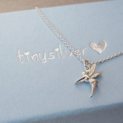 Tiny Silver Fairy Necklace - Tinkerbell - Childrens Jewellery - Sterling Silver