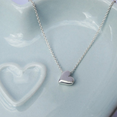 Tiny Silver Heart Necklace - Sterling Silver