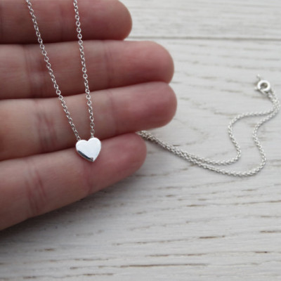 Tiny Silver Heart Necklace - Sterling Silver