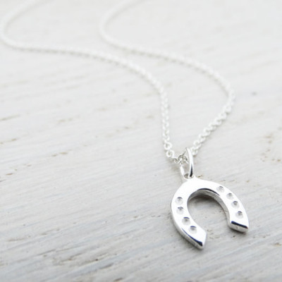 Tiny Silver Horseshoe Necklace - Good Luck Charm - Sterling Silver