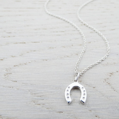 Tiny Silver Horseshoe Necklace - Good Luck Charm - Sterling Silver