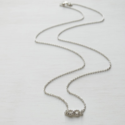 Tiny Silver Infinity Necklace, Cubic Zirconia & Sterling Silver