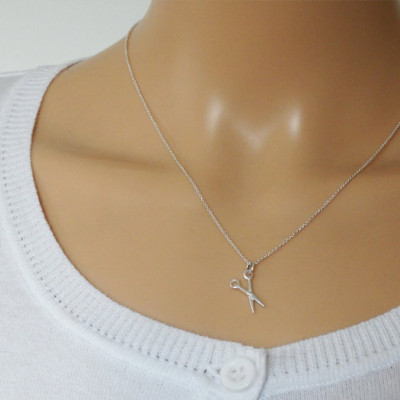 Tiny Silver Scissors Necklace - Sterling Silver