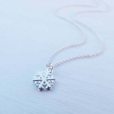 Tiny Silver Snowflake Necklace, Sterling Silver