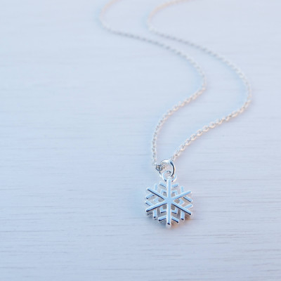 Tiny Silver Snowflake Necklace, Sterling Silver