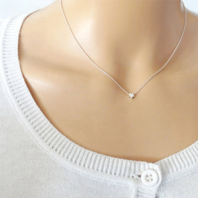 Tiny Silver Star Necklace - Sterling Silver