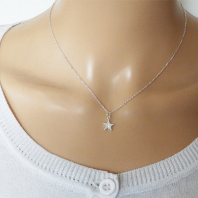Tiny Silver Star Necklace, 2 Stars With Initials, Personalised, Sterling Silver