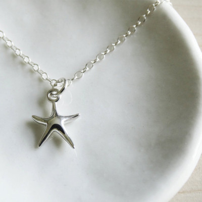 Tiny Silver Starfish Necklace - Sterling Silver