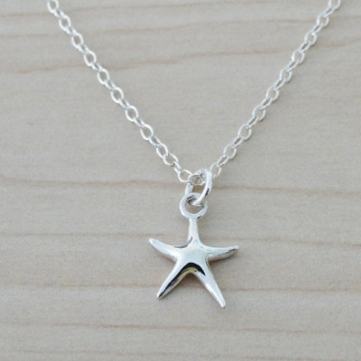 Tiny Silver Starfish Necklace - Sterling Silver