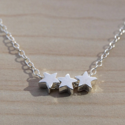 Tiny Silver Stars Necklace - Sterling Silver - 3 Stars