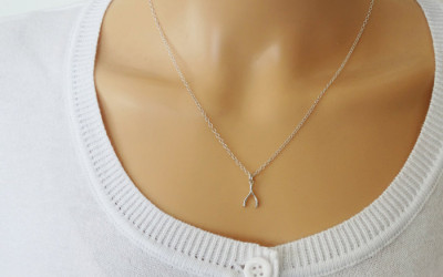 Tiny Silver Wishbone Necklace: Handcrafted Luck & Hope