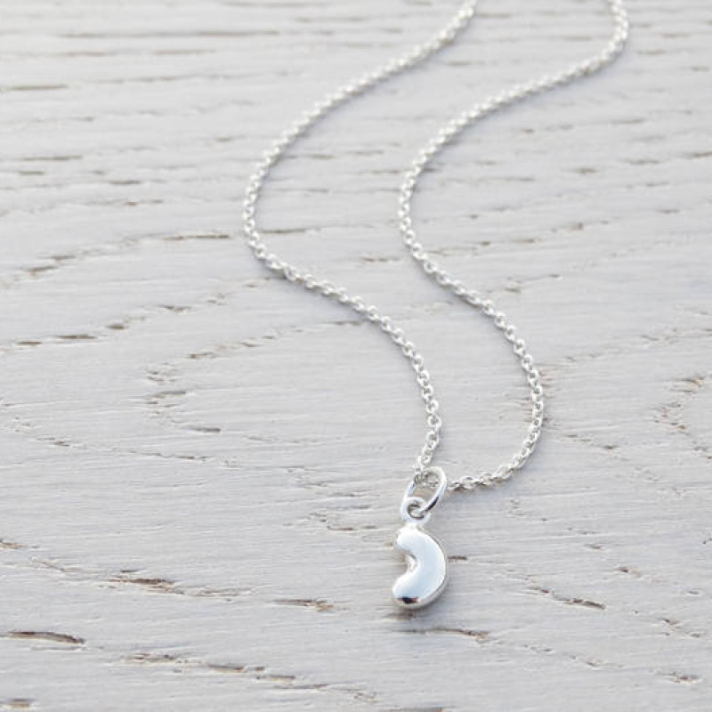Tiny Silver Bean Necklace Sterling Silver