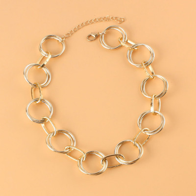 Gold-Tone Double Circle Link Necklace