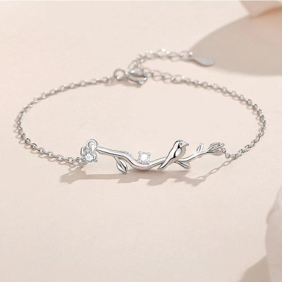 Dainty Silver Bird Bracelet - Sterling Silver
